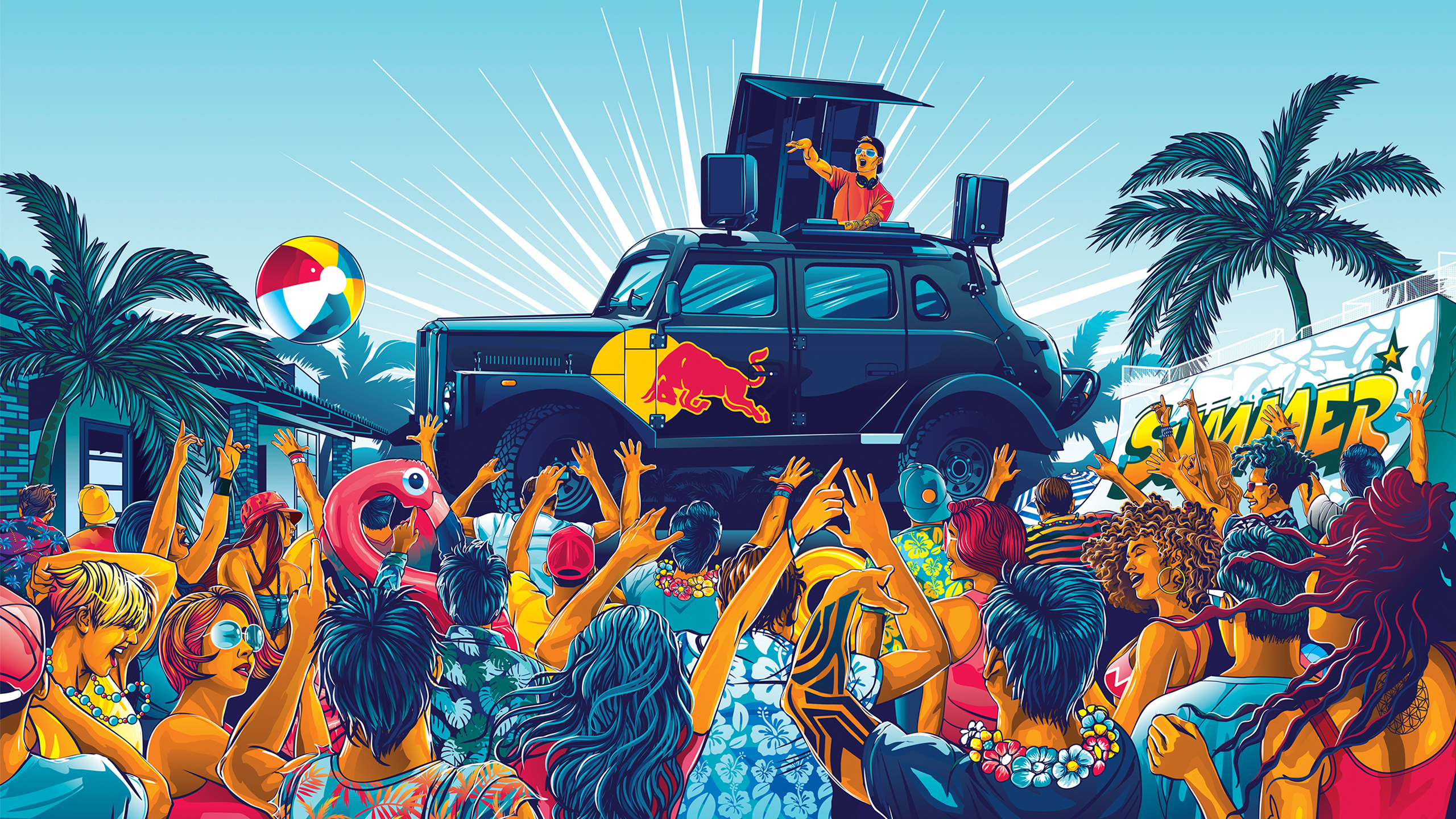 Studio Puhl, illustrator, Rogério Puhl, Brazilian, art direction, murals, vector, Red Bull, 2D